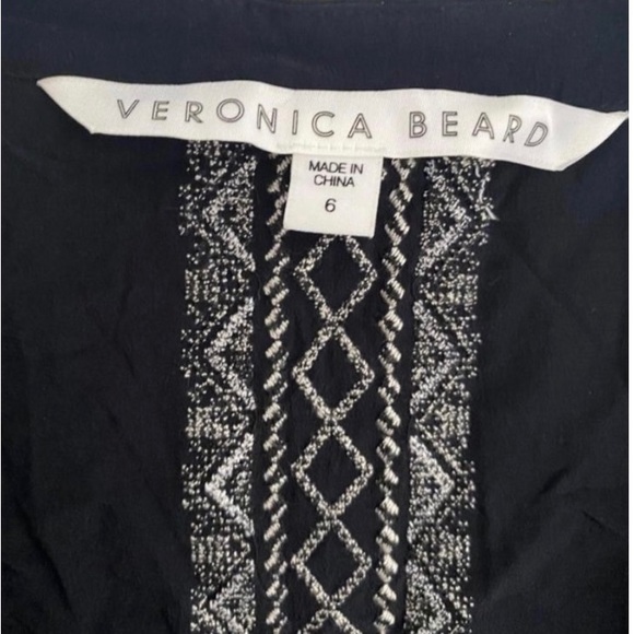 VERONICA BEARD Embroidered Silk Blouse In Black Women Size 6 - Picture 3 of 5